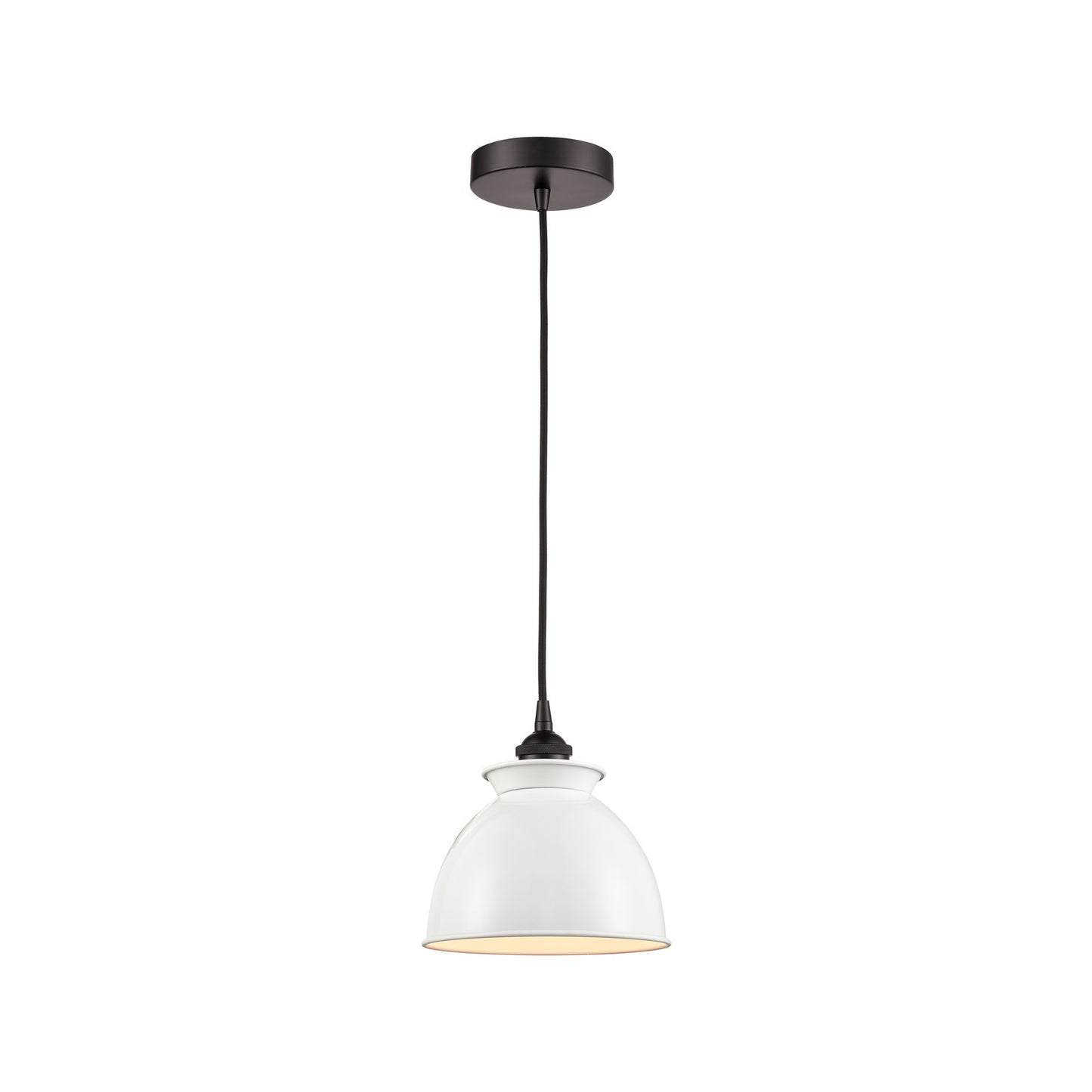 Innovations Adirondack 8.25in 1-Light Mini Pendant | Industrial Oil Rubbed Bronze Steel and Glossy White Metal Shade | Kitchen | Model 616-1P-OB-M14-W