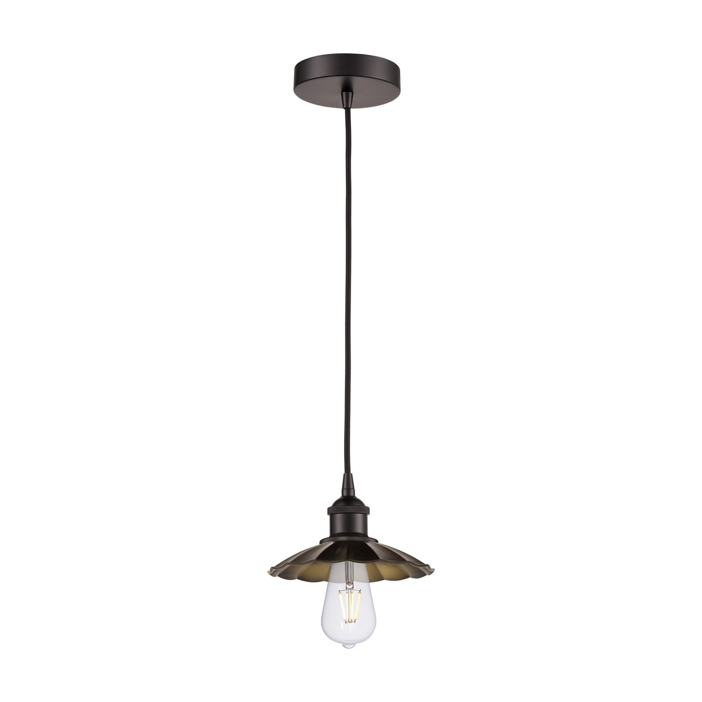 Innovations Scallop 8in 1-Light Mini Pendant | Industrial Oil Rubbed Bronze Steel and Cast Brass Metal | Kitchen Island & Dining | Model 616-1P-OB-M17-OB