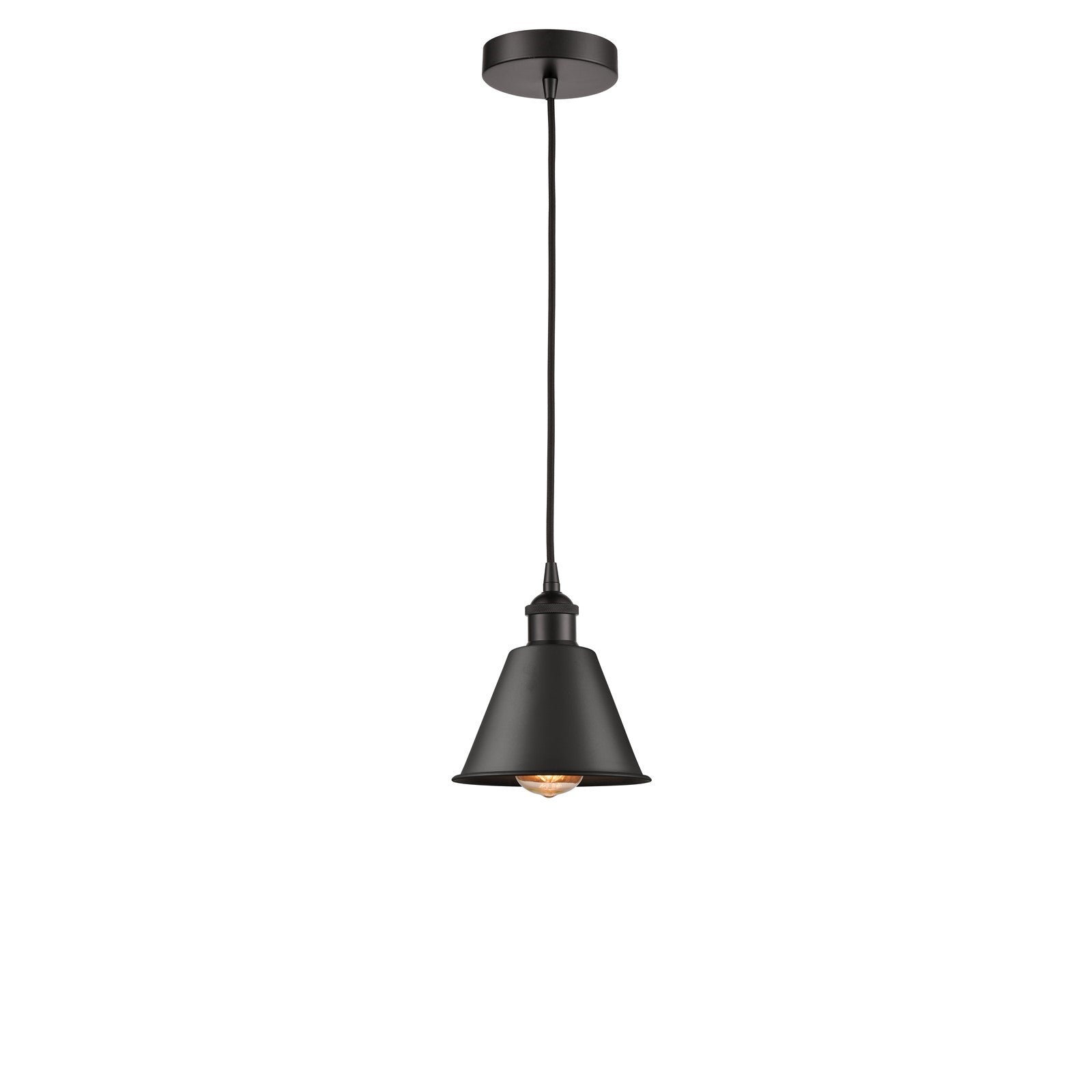 Innovations Smithfield 7in 1-Light Mini Pendant | Industrial Oil Rubbed Bronze Steel and Metal Shade | Kitchen Island & Dining | Model 616-1P-OB-M8-LED