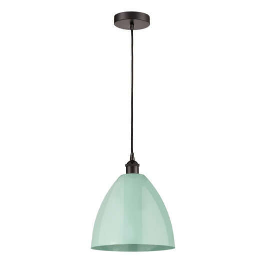 Innovations Plymouth 12in 1-Light Mini Pendant | Industrial Oil Rubbed Bronze and Matte Seafoam Metal | Kitchen Island & | Model 616-1P-OB-MBD-12-SF-LED