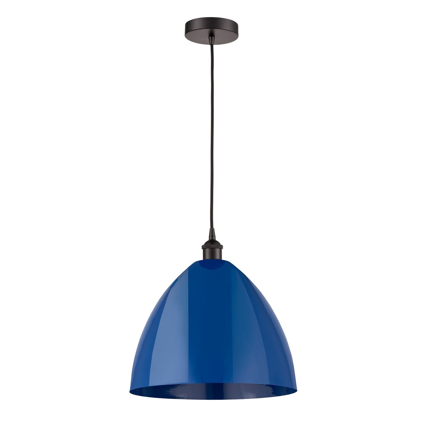 Innovations Plymouth 16in 1-Light Mini Pendant | Industrial Oil Rubbed Bronze and Matte Blue Metal | Kitchen Island & | Model 616-1P-OB-MBD-16-BL-LED