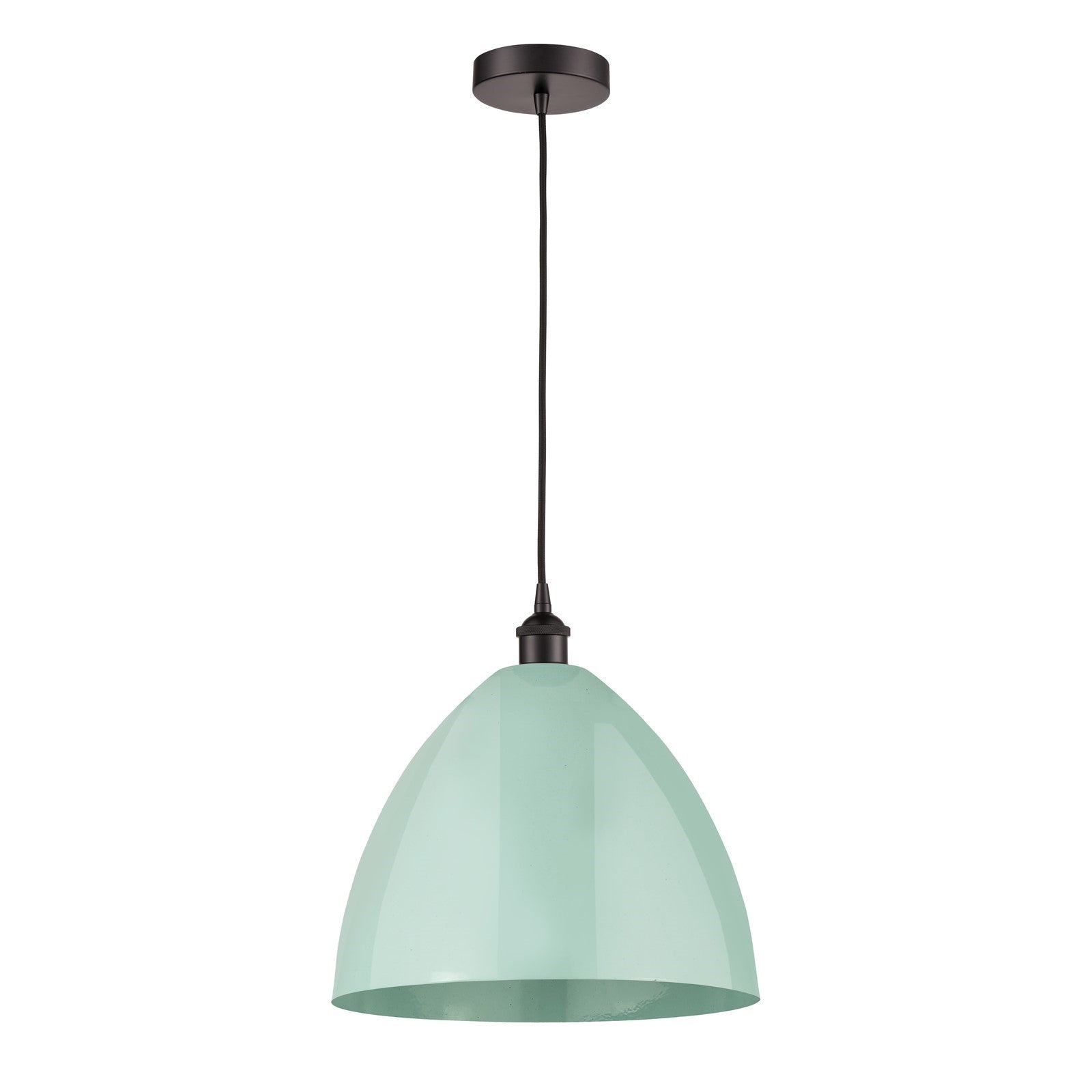Innovations Plymouth 16in 1-Light Mini Pendant | Industrial Oil Rubbed Bronze Steel and Matte Seafoam Metal Shade | Model 616-1P-OB-MBD-16-SF-LED