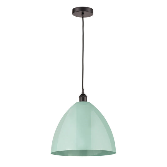 Innovations Plymouth 16in 1-Light Mini Pendant | Industrial Oil Rubbed Bronze Steel and Matte Seafoam Metal Shade | Model 616-1P-OB-MBD-16-SF-LED