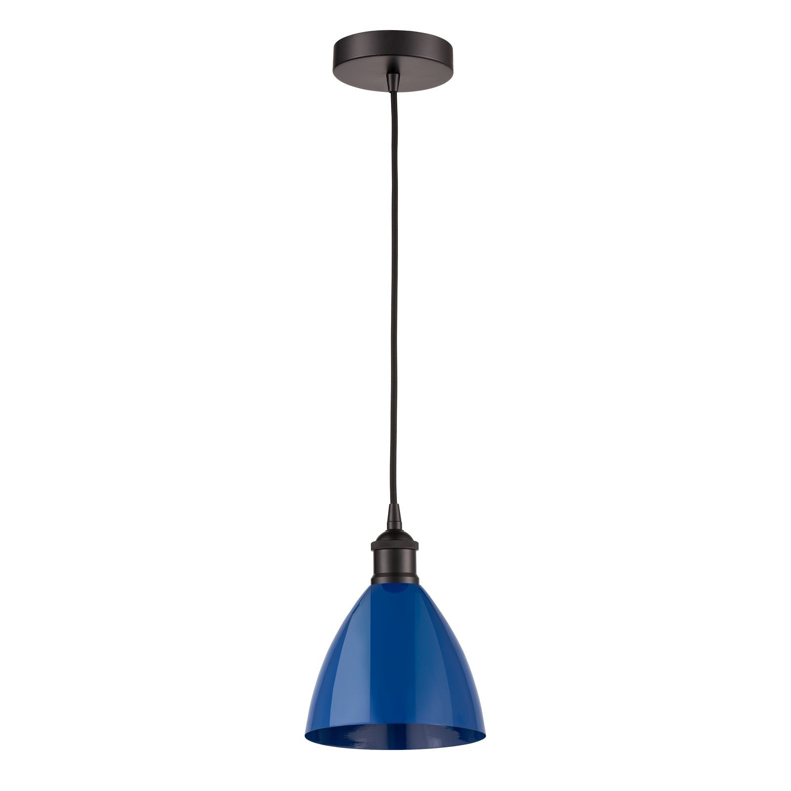 Innovations Plymouth 8in 1-Light Mini Pendant | Industrial Oil Rubbed Bronze and Matte Blue Metal | Kitchen Island & | Model 616-1P-OB-MBD-75-BL-LED