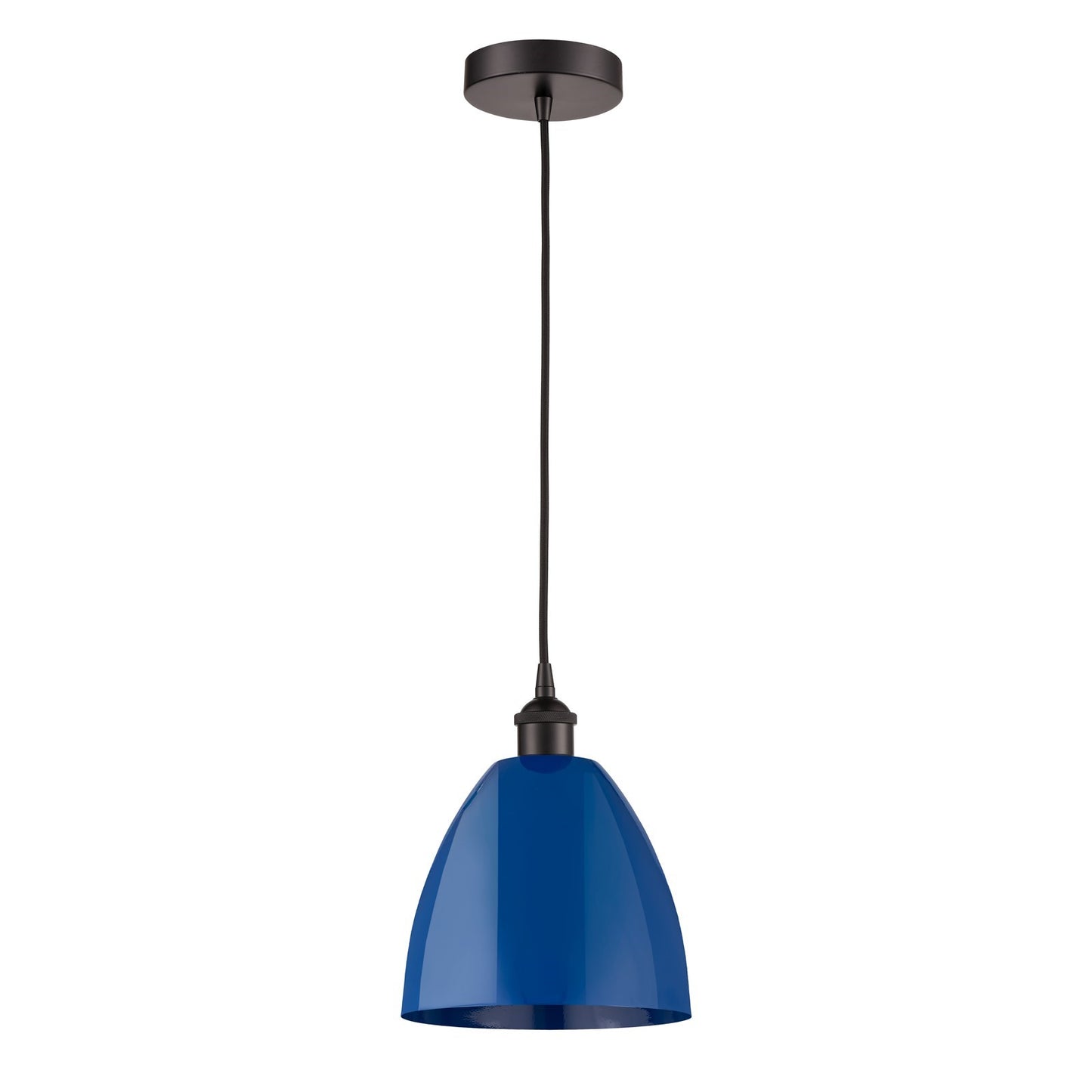 Innovations Plymouth 9in 1-Light Mini Pendant | Industrial Oil Rubbed Bronze Steel and Matte Blue Metal Shade | Kitchen | Model 616-1P-OB-MBD-9-BL-LED