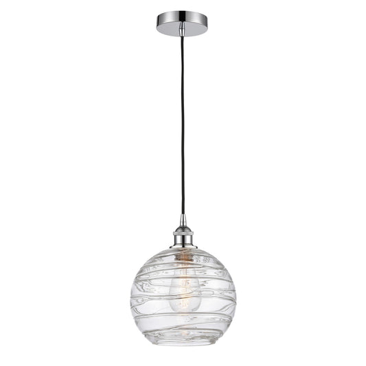Innovations Athens Deco Swirl 10in 1-Light Mini Pendant | Industrial Modern Polished Chrome and Clear Glass | Kitchen Island | Model 616-1P-PC-G1213-10CL