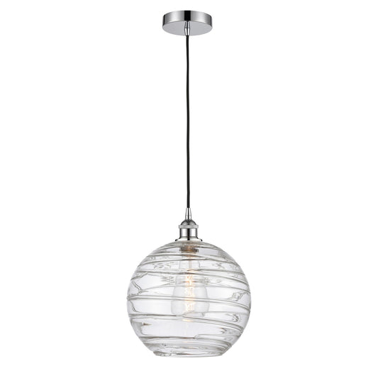 Innovations Athens Deco Swirl 12in 1-Light Mini Pendant | Industrial Polished Chrome and Clear Deco Swirl Glass | Kitchen | Model 616-1P-PC-G1213-12CL