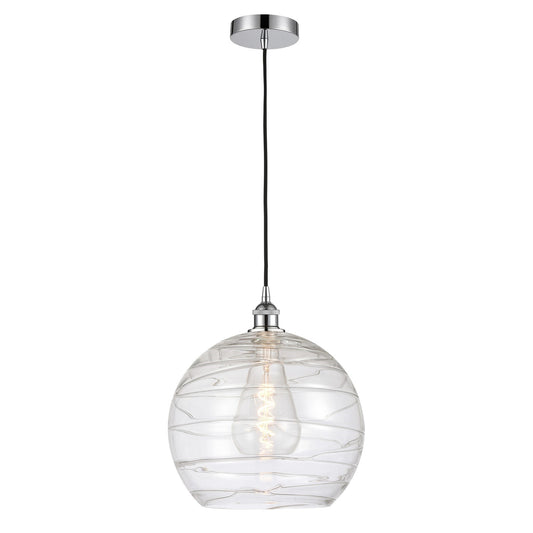 Innovations Athens Deco Swirl 14in 1-Light Mini Pendant | Industrial Polished Chrome and Clear Glass | Kitchen Island & | Model 616-1P-PC-G1213-14CL