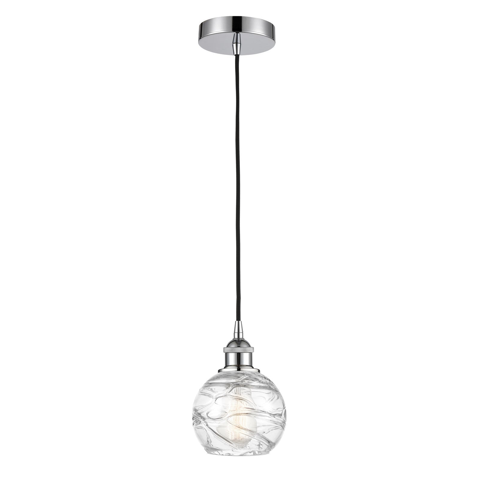 Innovations Athens Deco Swirl 6in 1-Light Mini Pendant | Industrial Polished Chrome and Clear Deco Swirl Glass | Kitchen | Model 616-1P-PC-G1213-6CL