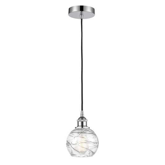 Innovations Athens Deco Swirl 6in 1-Light Mini Pendant | Industrial Polished Chrome and Clear Deco Swirl Glass | Kitchen | Model 616-1P-PC-G1213-6CL