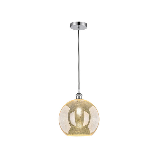 Innovations Athens 12in 1-Light Mini Pendant | Industrial Polished Chrome Steel and Mercury Glass | Kitchen Island & Dining Room | Model 616-1P-PC-G128-12
