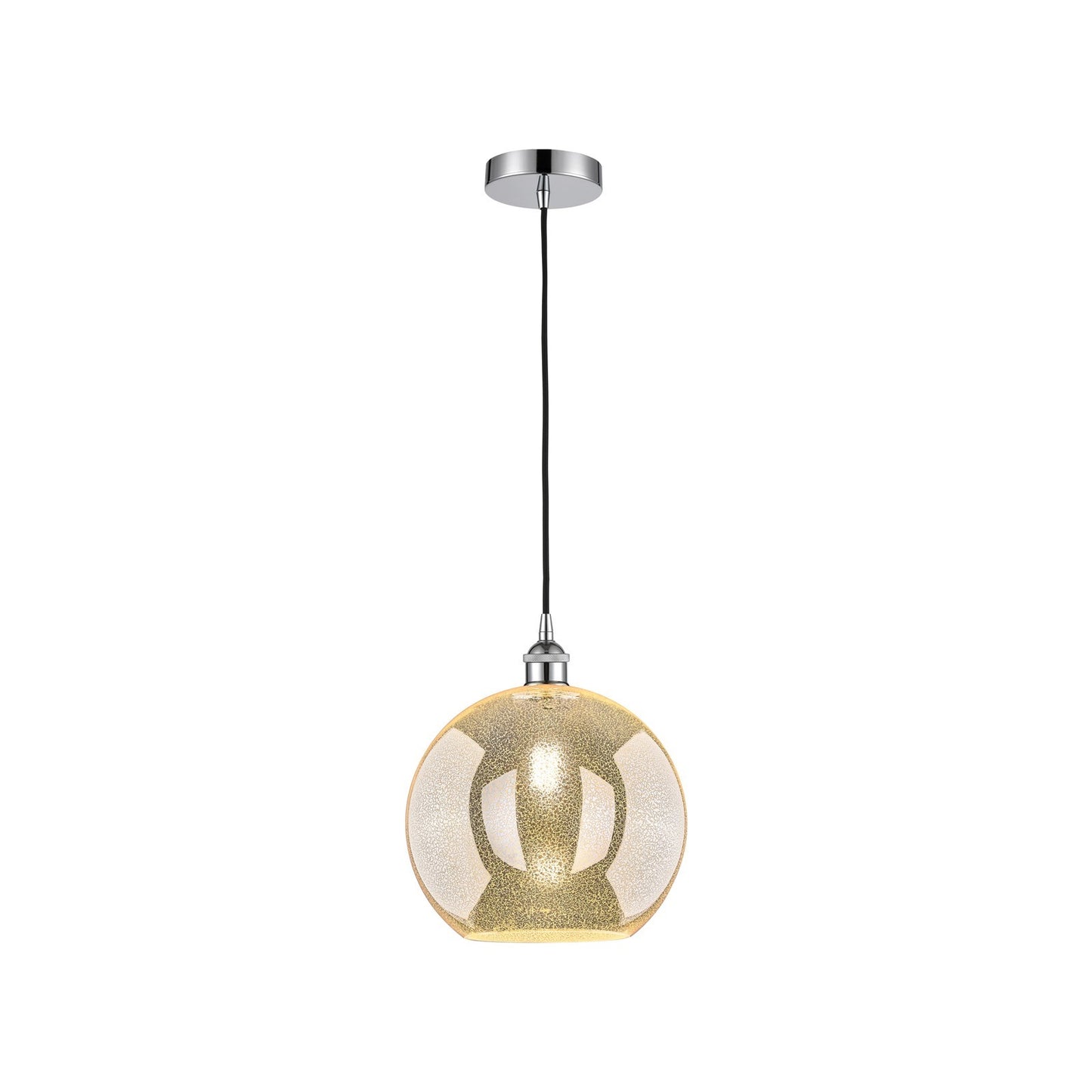 Innovations Athens 12in 1-Light Mini Pendant | Industrial Polished Chrome Steel and Mercury Glass | Kitchen Island & Dining Room | Model 616-1P-PC-G128-12