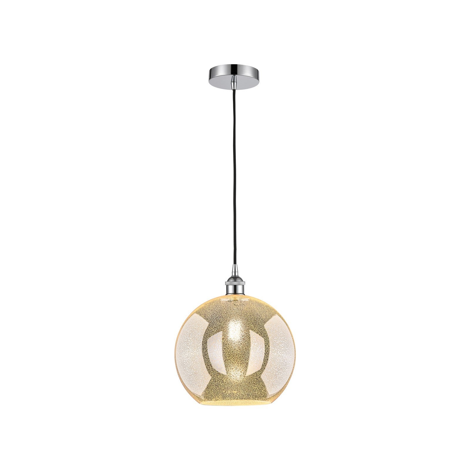 Innovations Athens 12in 1-Light Mini Pendant | Industrial Polished Chrome Steel and Mercury Glass | Kitchen Island & Dining Room | Model 616-1P-PC-G128-12