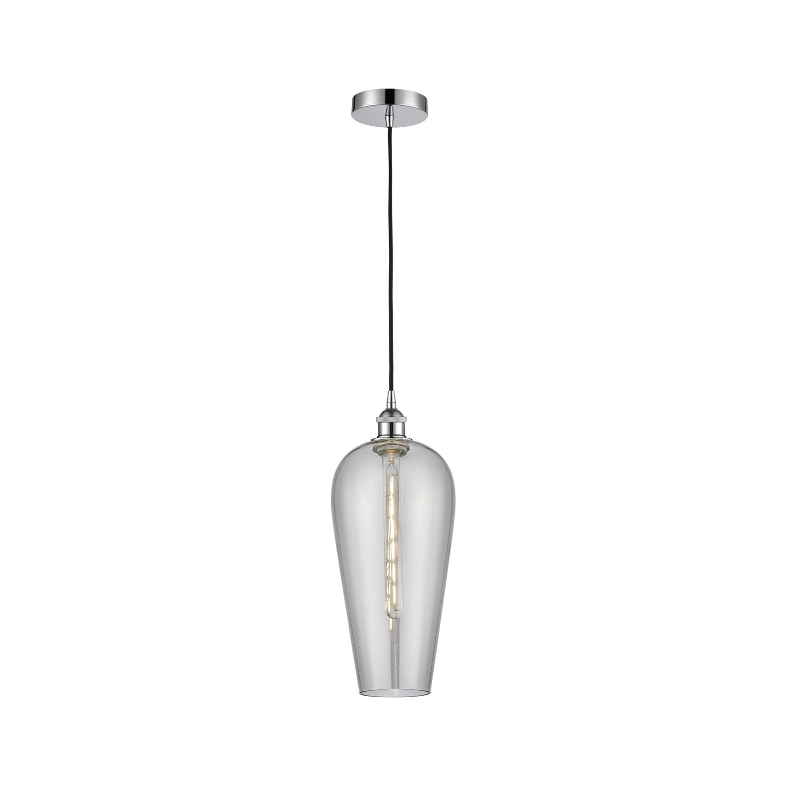 Innovations Chelsea 8in 1-Light Mini Pendant | Industrial Polished Chrome Steel and Light Smoke Glass | Kitchen Island & Dining | Model 616-1P-PC-G456-8SM