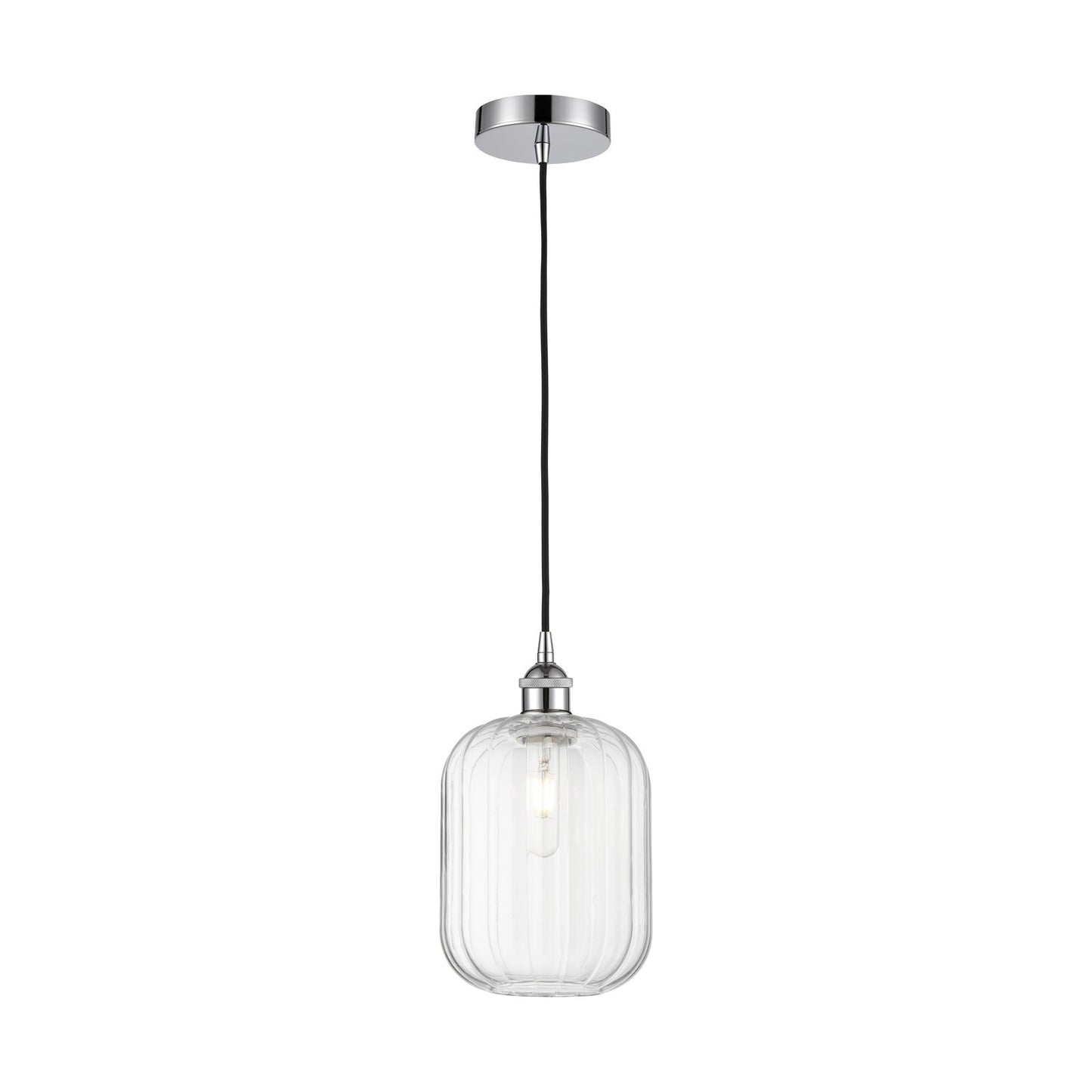Innovations Preston Cylinder 7in 1-Light Mini Pendant | Industrial Polished Chrome and Clear Glass | Kitchen Island & Dining | Model 616-1P-PC-G460-7CL