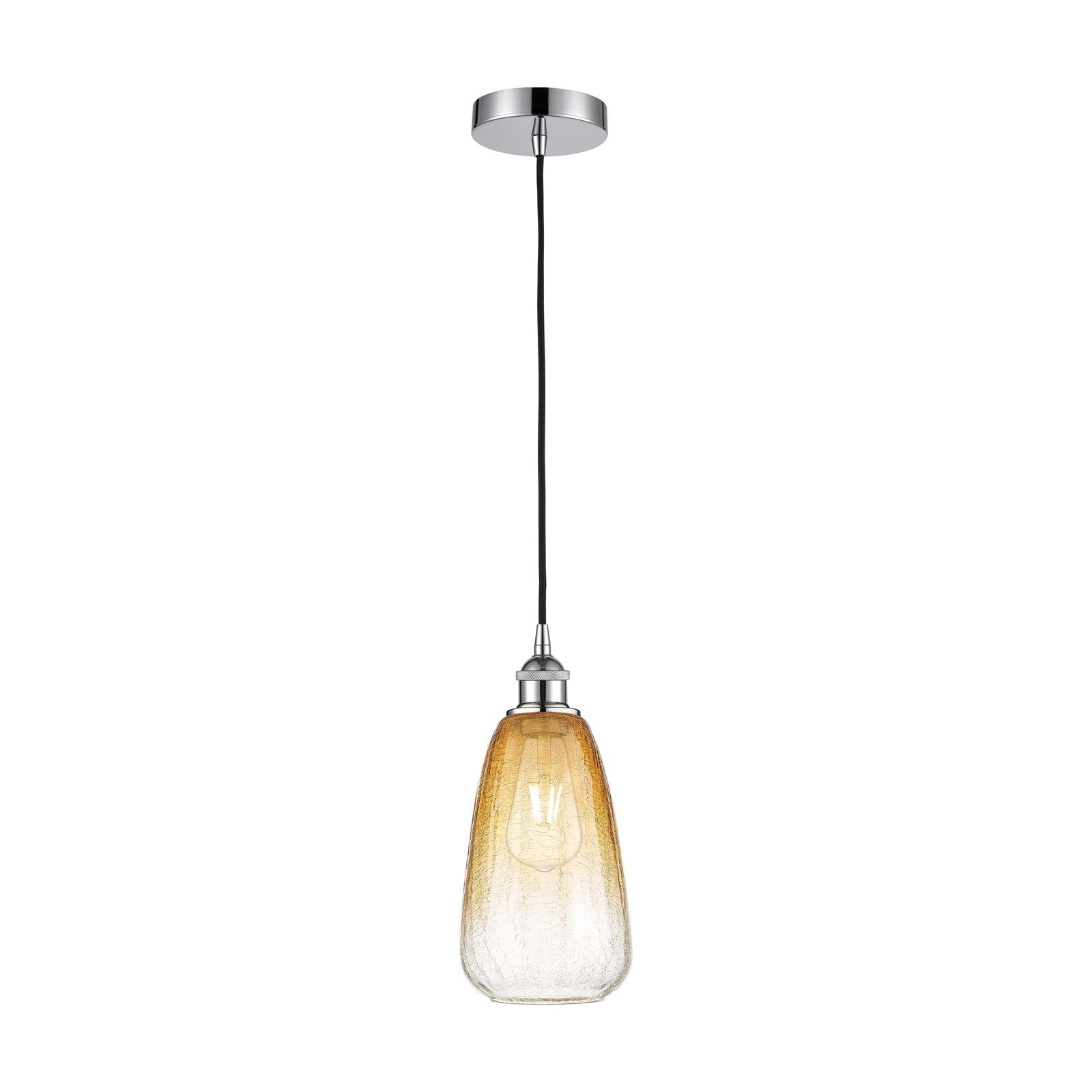 Innovations Brookhaven Almond 6in 1-Light Mini Pendant | Industrial Polished Chrome Steel and Amber Glass | Kitchen Island & | Model 616-1P-PC-G480-6AM
