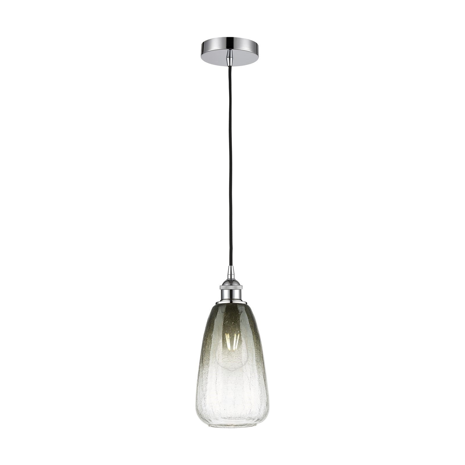Innovations Brookhaven Almond 6in 1-Light Mini Pendant | Industrial Polished Chrome and Matte Black Glass | Kitchen Island & | Model 616-1P-PC-G480-6SL