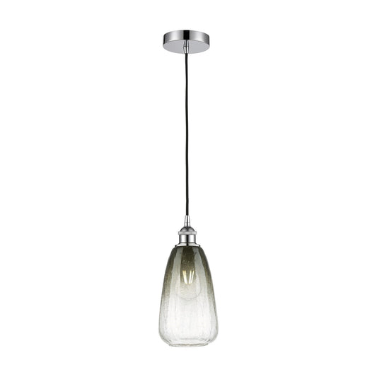 Innovations Brookhaven Almond 6in 1-Light Mini Pendant | Industrial Polished Chrome and Matte Black Glass | Kitchen Island & | Model 616-1P-PC-G480-6SL