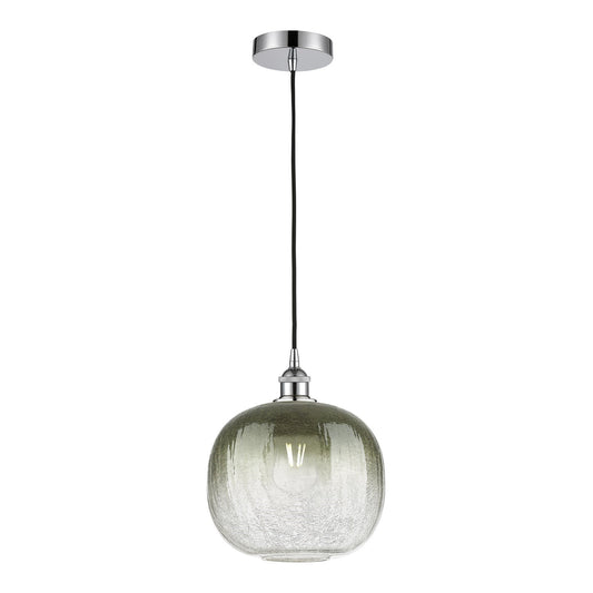 Innovations Brookhaven Sphere 10.5in 1-Light Mini Pendant | Industrial Polished Chrome and Matte Black Glass | Kitchen Island | Model 616-1P-PC-G481-10SL