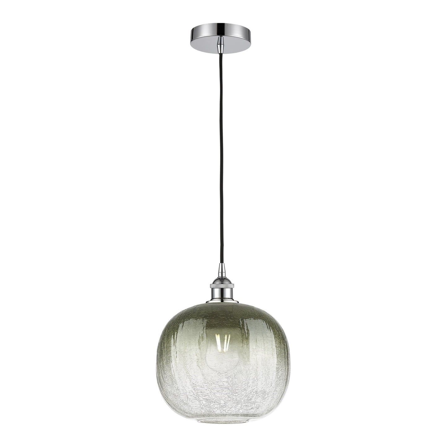 Innovations Brookhaven Sphere 10.5in 1-Light Mini Pendant | Industrial Polished Chrome and Matte Black Glass | Kitchen Island | Model 616-1P-PC-G481-10SL