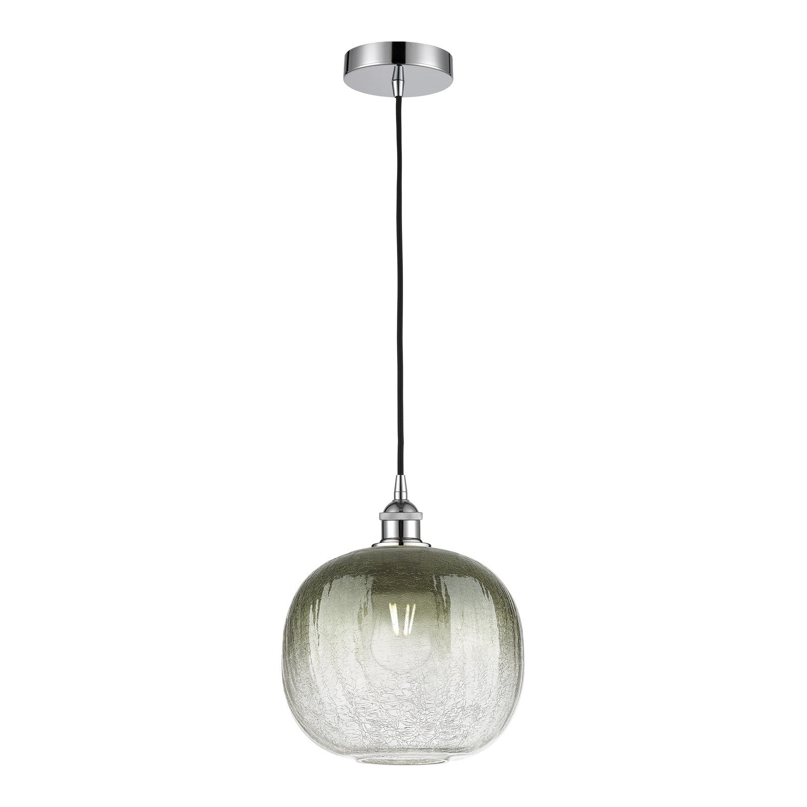 Innovations Brookhaven Sphere 10.5in 1-Light Mini Pendant | Industrial Polished Chrome and Matte Black Glass | Kitchen Island | Model 616-1P-PC-G481-10SL
