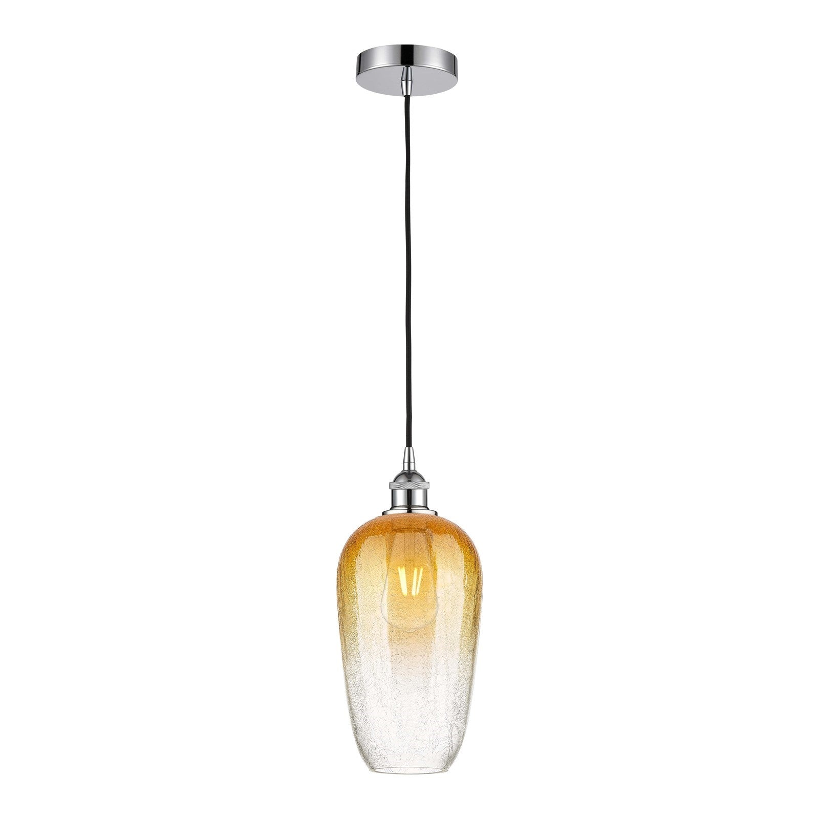 Innovations Brookhaven Flute 7in 1-Light Mini Pendant | Industrial Polished Chrome Steel and Amber Glass | Kitchen Island & | Model 616-1P-PC-G484-7AM
