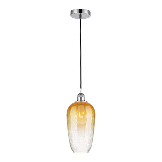 Innovations Brookhaven Flute 7in 1-Light Mini Pendant | Industrial Polished Chrome Steel and Amber Glass | Kitchen Island & | Model 616-1P-PC-G484-7AM
