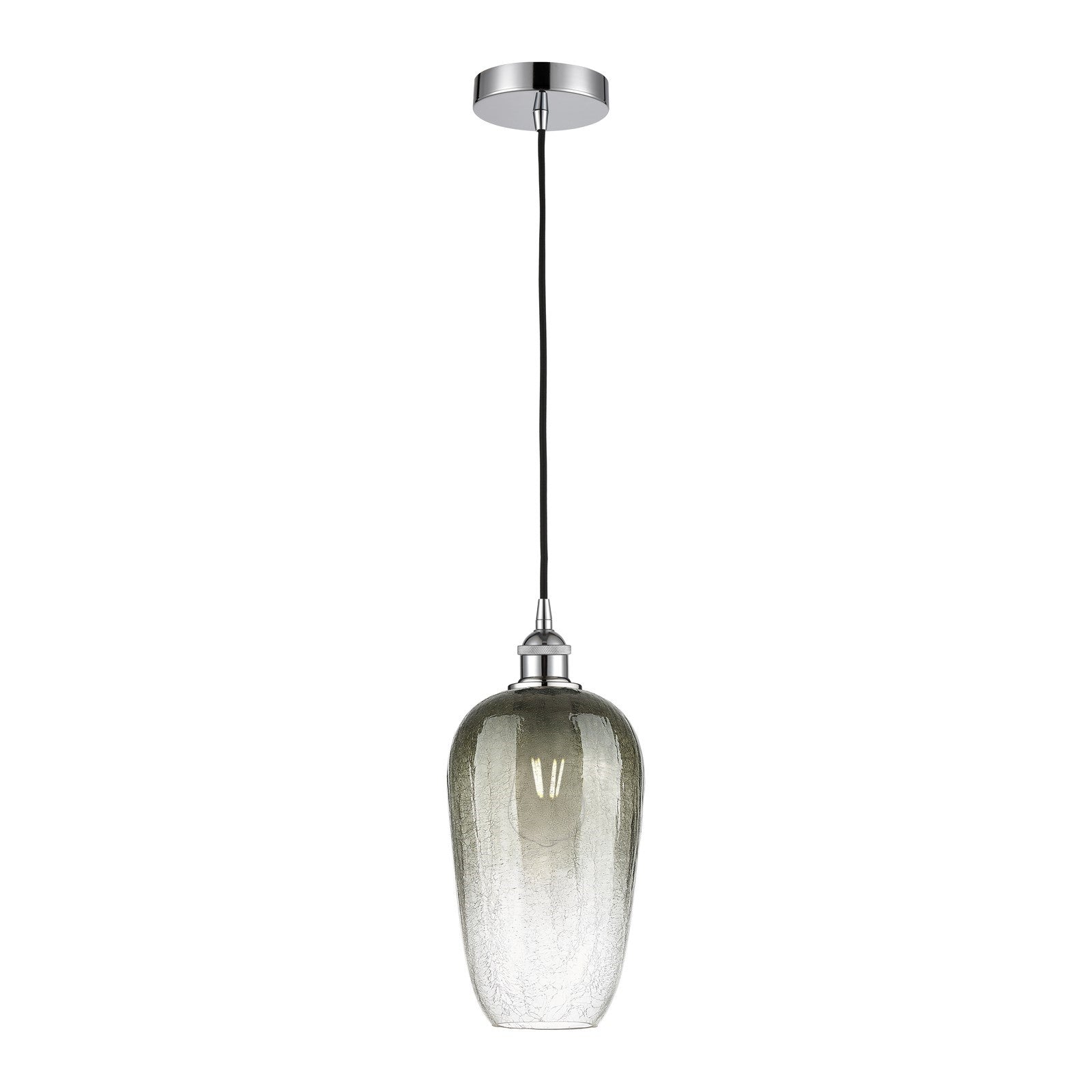 Innovations Brookhaven Flute 7in 1-Light Mini Pendant | Industrial Polished Chrome and Matte Black Glass | Kitchen Island & | Model 616-1P-PC-G484-7SL
