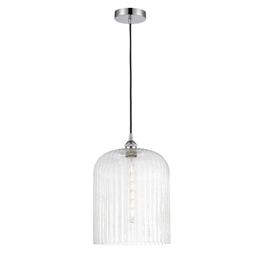 Innovations Bridal Veil 5in 1-Light Mini Pendant | Art Nouveau Polished Chrome Steel and Seedy Bell Glass | Kitchen Island & | Model 616-1P-PC-G559-12SDY