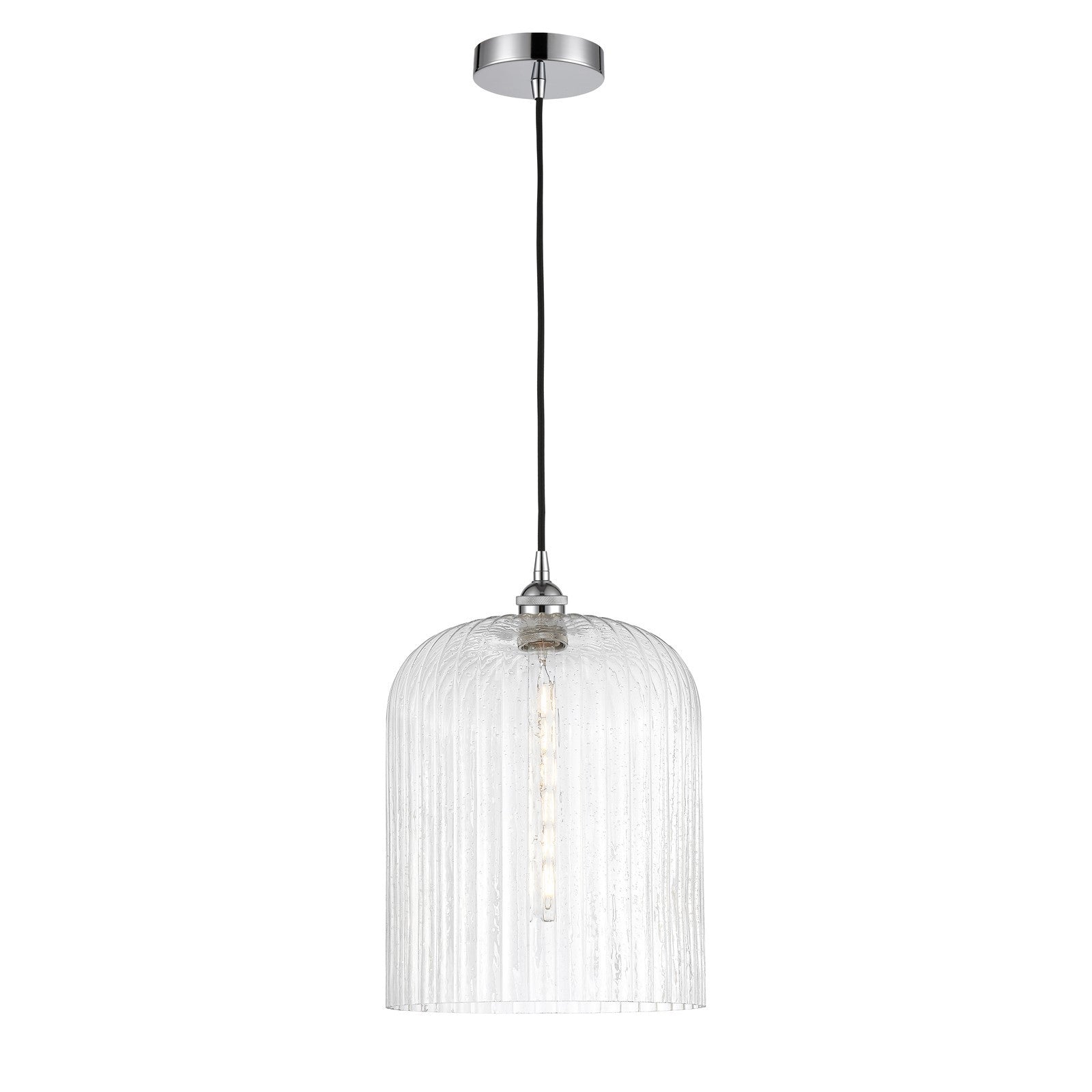 Innovations Bridal Veil 5in 1-Light Mini Pendant | Art Nouveau Polished Chrome Steel and Seedy Bell Glass | Kitchen Island & | Model 616-1P-PC-G559-12SDY