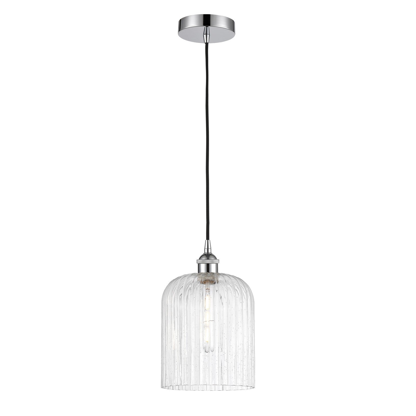 Innovations Bridal Veil 5in 1-Light Mini Pendant | Art Nouveau Polished Chrome Steel and Seedy Ribbed Glass | Kitchen Island & | Model 616-1P-PC-G559-8SDY