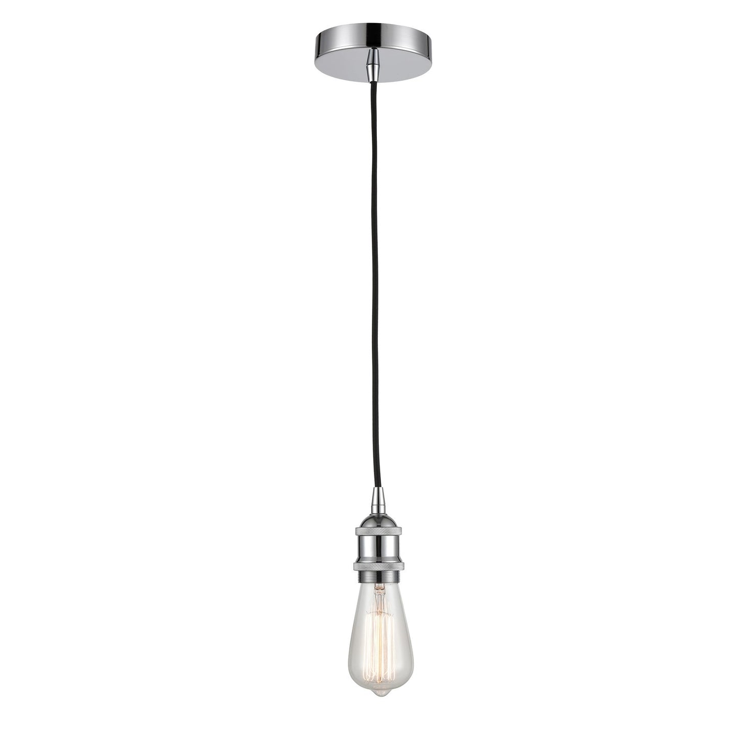 Innovations Edison 4.75in 1-Light Mini Pendant | Contemporary Polished Chrome Steel and Vintage ST64 LED Bulb | Kitchen Island & | Model 616-1P-PC-LED