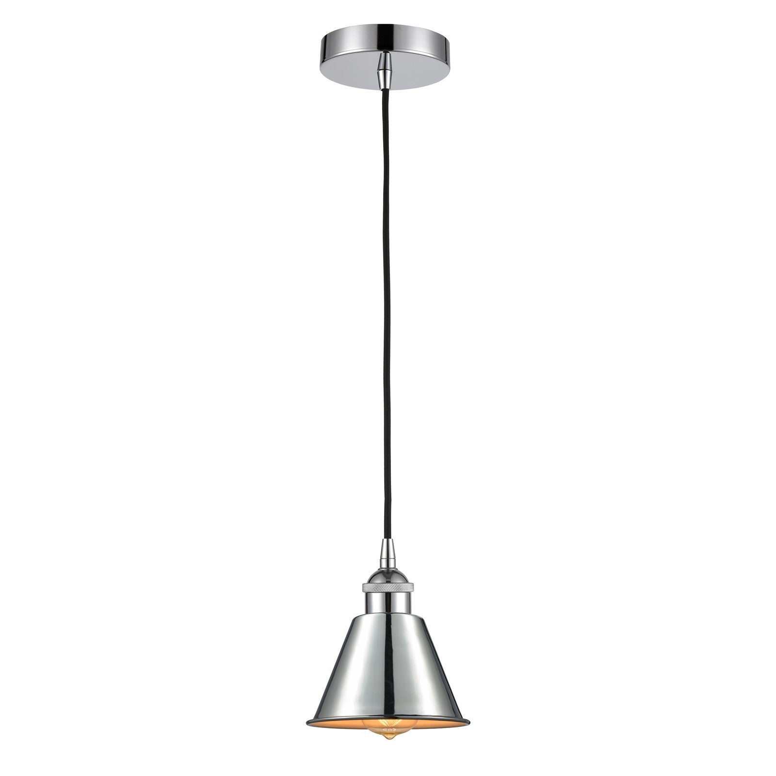 Innovations Smithfield 6.5in 1-Light Mini Pendant | Industrial Farmhouse Polished Chrome Steel and Metal Shade | Kitchen Island & | Model 616-1P-PC-M8