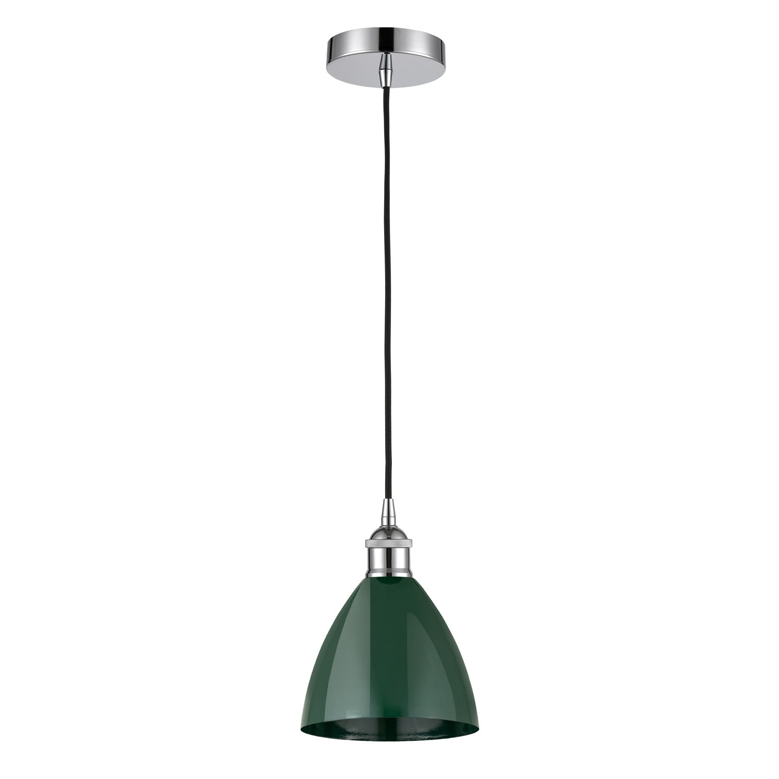 Innovations Plymouth 8in 1-Light Mini Pendant | Industrial Farmhouse Polished Chrome and Matte Green Metal | Kitchen | Model 616-1P-PC-MBD-75-GR-LED