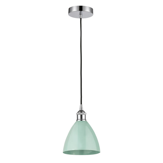 Innovations Plymouth 7.5in 1-Light Mini Pendant | Industrial Farmhouse Polished Chrome and Matte Seafoam Metal | Kitchen | Model 616-1P-PC-MBD-75-SF-LED