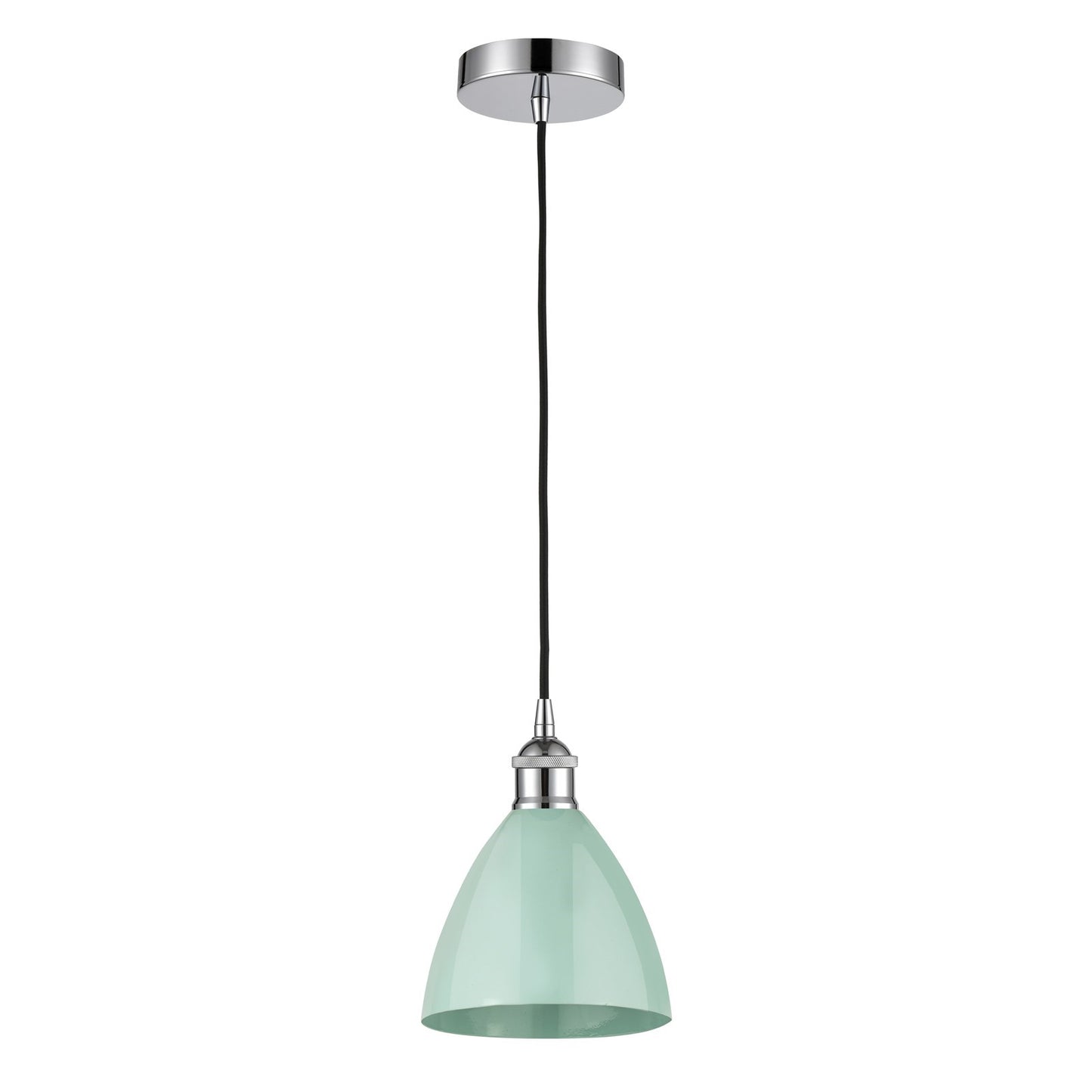 Innovations Plymouth 7.5in 1-Light Mini Pendant | Industrial Farmhouse Polished Chrome and Matte Seafoam Metal | Kitchen | Model 616-1P-PC-MBD-75-SF-LED