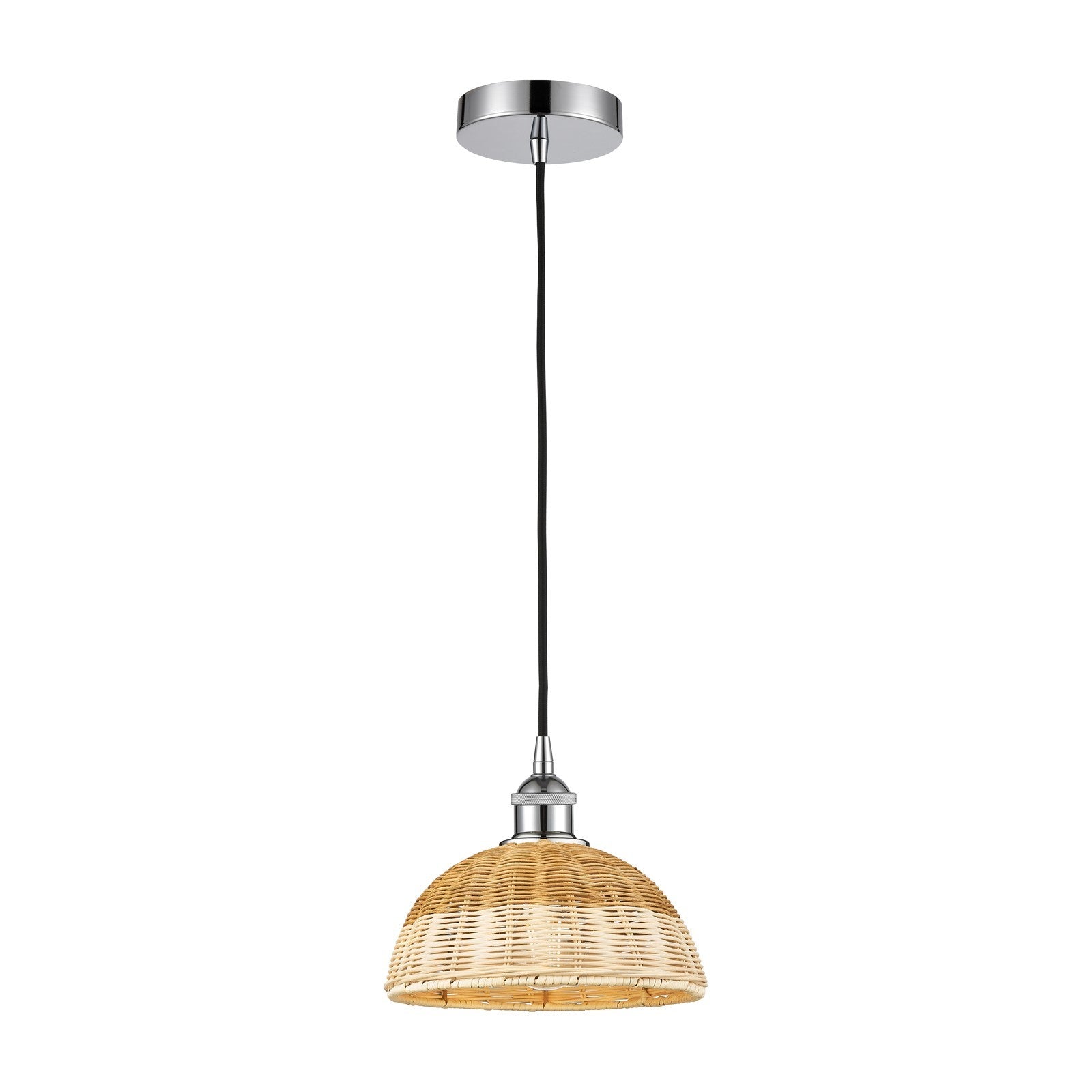 Innovations Natural Ballston Dome 9in 1-Light Mini Pendant | Farmhouse Polished Chrome and Natural Fiber Dome Shade | Kitchen | Model 616-1P-PC-NBD2-9-NAT