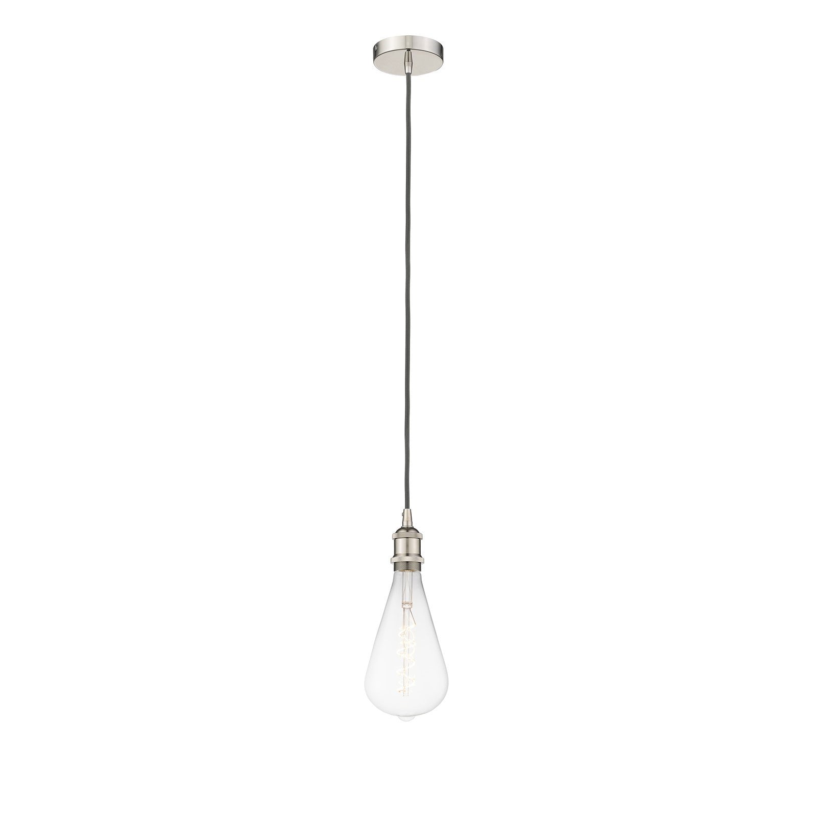 Innovations Edison 6.25in 1-Light Mini Pendant | Industrial Polished Nickel Steel and Polished Nickel Metal Shade | Kitchen | Model 616-1P-PN-BB125LED