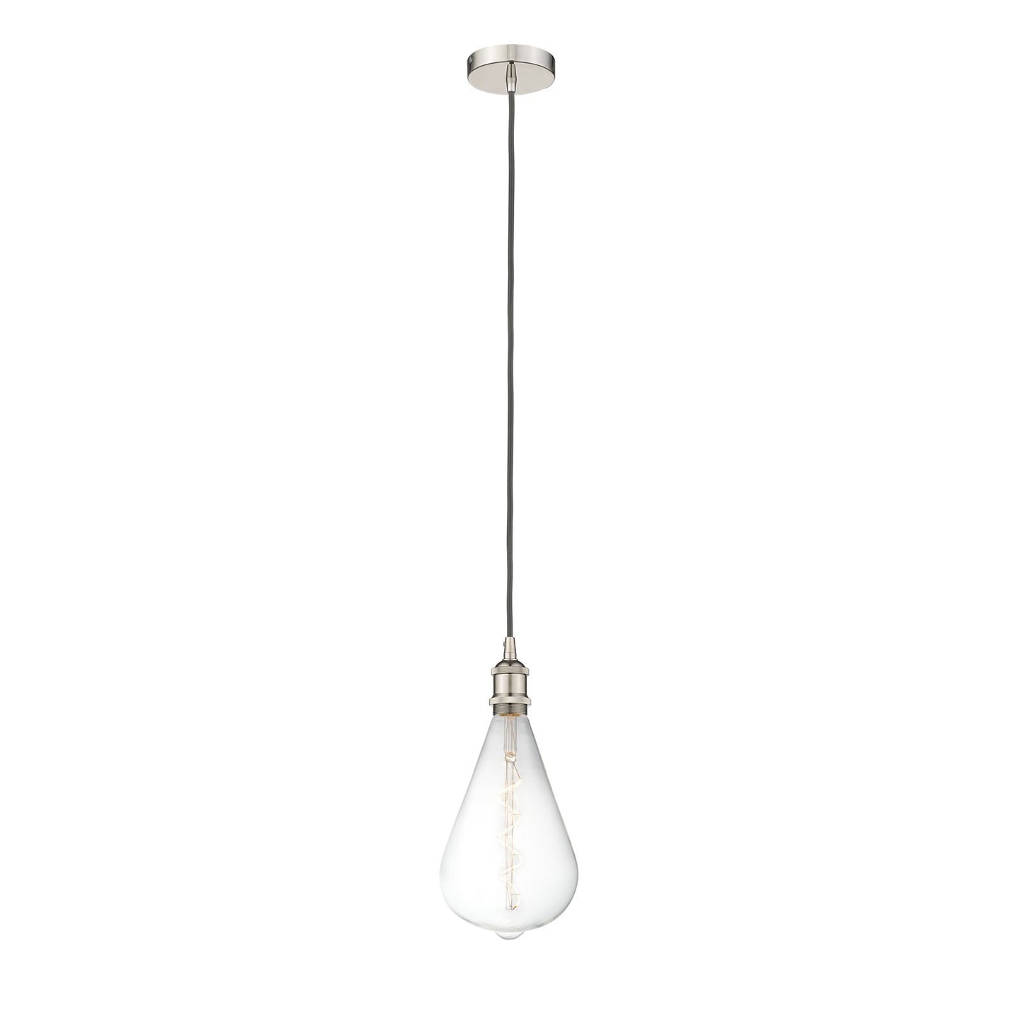 Innovations Edison 6.5in 1-Light Mini Pendant | Industrial Polished Nickel Steel and Polished Nickel Metal | Kitchen Island & | Model 616-1P-PN-BB164LED