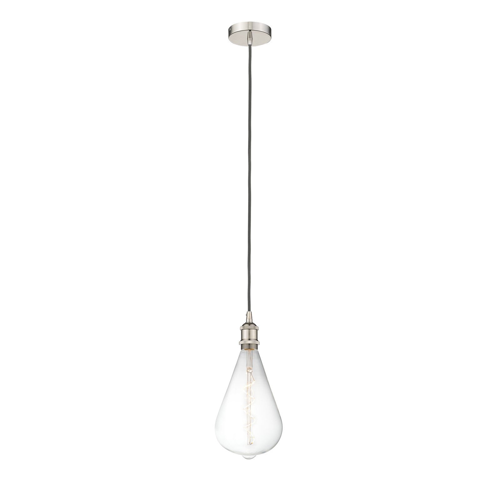 Innovations Edison 6.5in 1-Light Mini Pendant | Industrial Polished Nickel Steel and Polished Nickel Metal | Kitchen Island & | Model 616-1P-PN-BB164LED