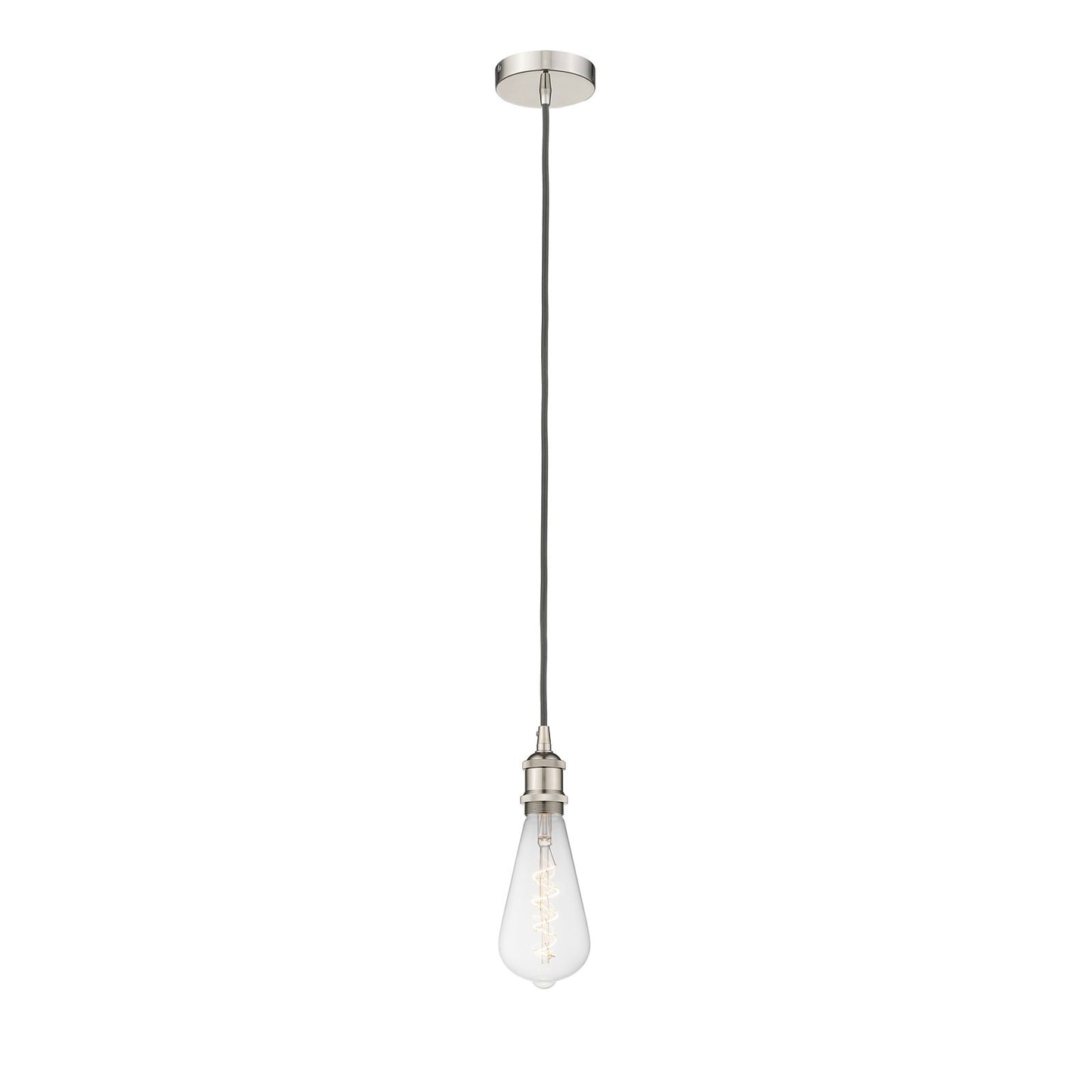 Innovations Edison 1-Light Mini Pendant | Industrial Polished Nickel Steel and Polished Nickel Metal Shade | Kitchen Island & | Model 616-1P-PN-BB95LED