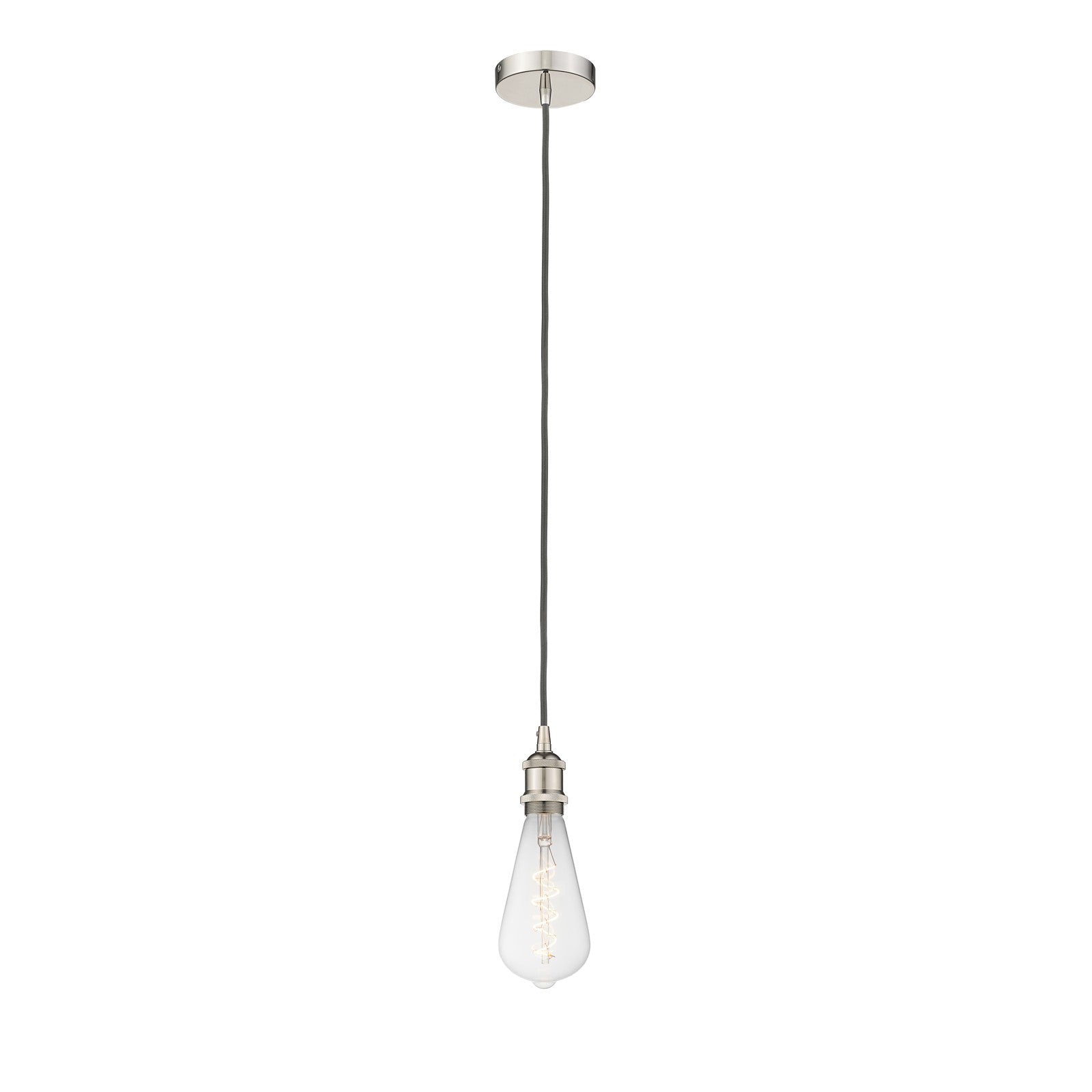 Innovations Edison 1-Light Mini Pendant | Industrial Polished Nickel Steel and Polished Nickel Metal Shade | Kitchen Island & | Model 616-1P-PN-BB95LED