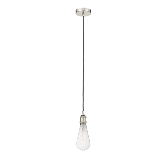 Innovations Edison 1-Light Mini Pendant | Industrial Polished Nickel Steel and Polished Nickel Metal Shade | Kitchen Island & | Model 616-1P-PN-BB95LED