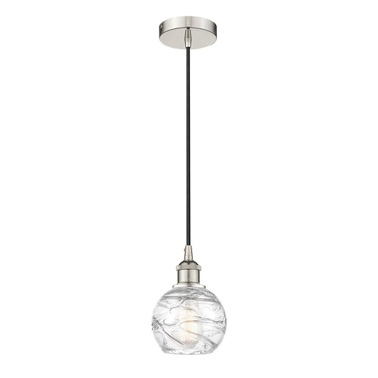Innovations Athens Deco Swirl 6in 1-Light Mini Pendant | Industrial Polished Nickel Steel and Clear Deco Swirl Glass | Kitchen | Model 616-1P-PN-G1213-6CL