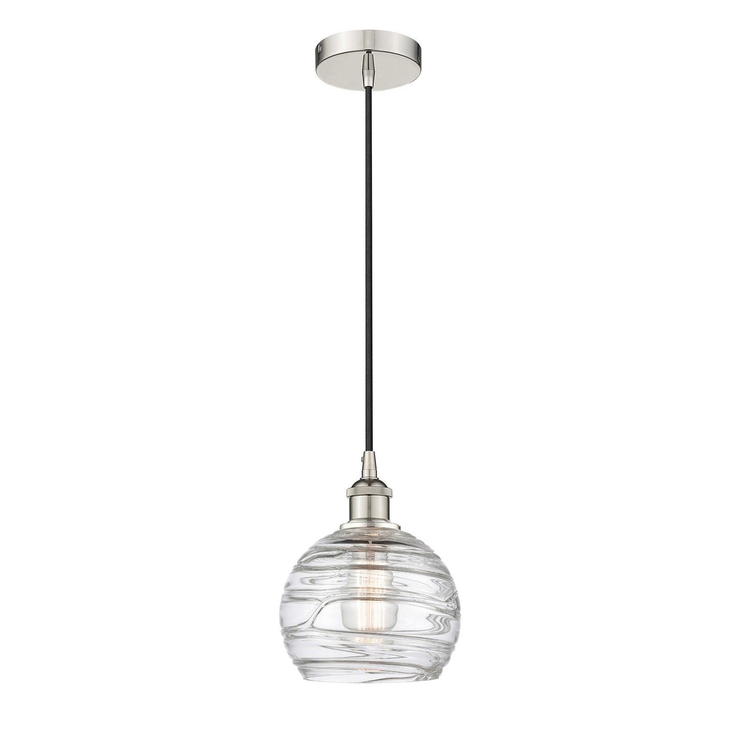 Innovations Athens Deco Swirl 8in 1-Light Mini Pendant | Industrial Polished Nickel and Clear Glass | Kitchen Island & Dining | Model 616-1P-PN-G1213-8CL