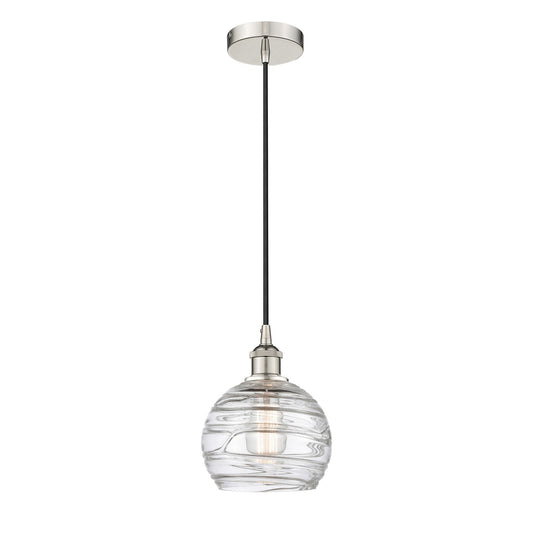 Innovations Athens Deco Swirl 8in 1-Light Mini Pendant | Industrial Polished Nickel and Clear Glass | Kitchen Island & Dining | Model 616-1P-PN-G1213-8CL