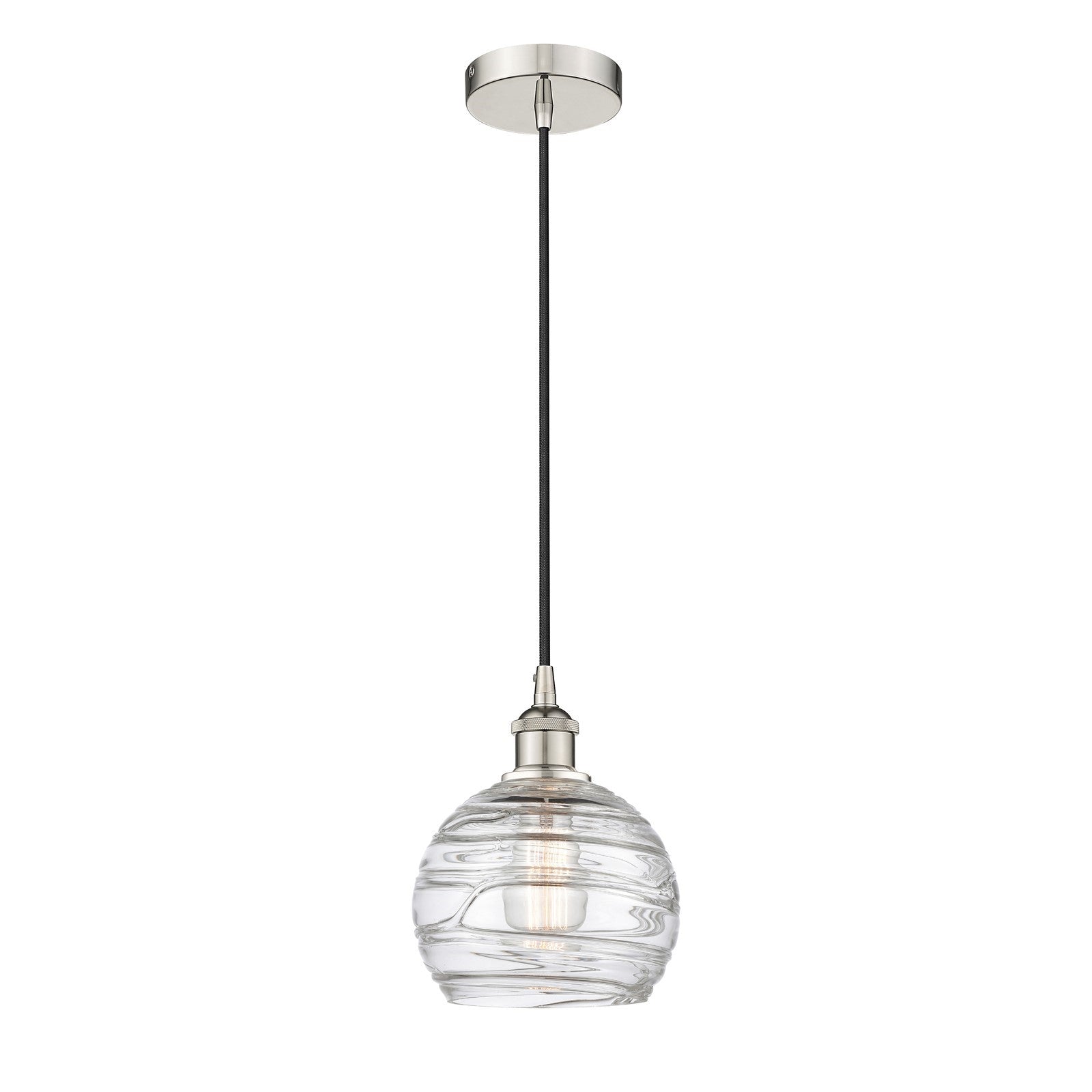 Innovations Athens Deco Swirl 8in 1-Light Mini Pendant | Industrial Polished Nickel and Clear Glass | Kitchen Island & Dining | Model 616-1P-PN-G1213-8CL