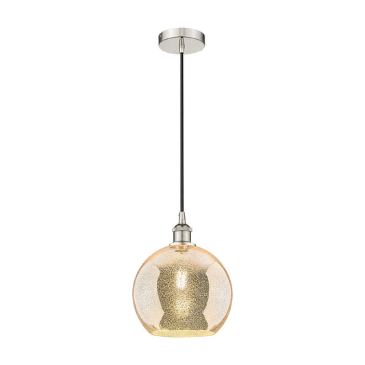 Innovations Athens 10in 1-Light Mini Pendant | Industrial Polished Nickel and Mercury Glass | Kitchen Island & Dining Room | Model 616-1P-PN-G128-10