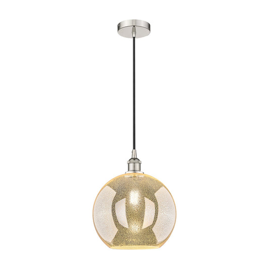 Innovations Athens 12in 1-Light Mini Pendant | Industrial Polished Nickel and Mercury Glass | Kitchen Island & Dining Room | Model 616-1P-PN-G128-12