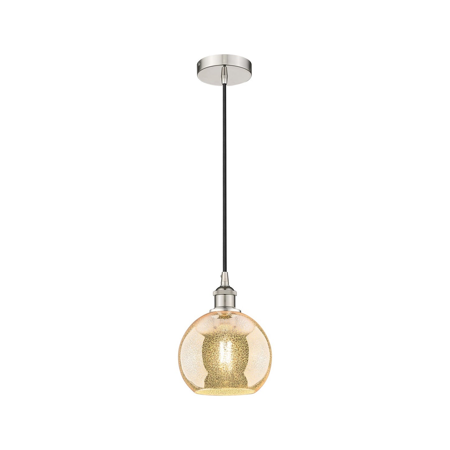 Innovations Athens 8in 1-Light Mini Pendant | Industrial Polished Nickel Steel and Mercury Glass | Kitchen Island & Dining Room | Model 616-1P-PN-G128-8